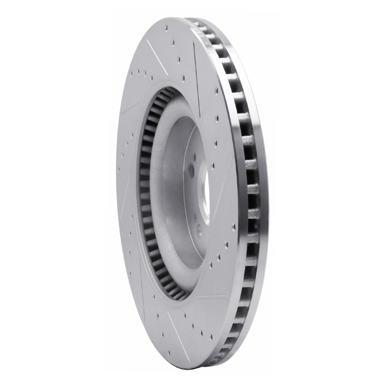 Genesis G80 Brake Rotor (1) - Front Left - R1 Concepts - Drilled & Slotted - Silver - `18-`20